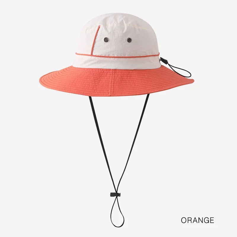 Color-Blocked Wide-Brimmed Sun Hat