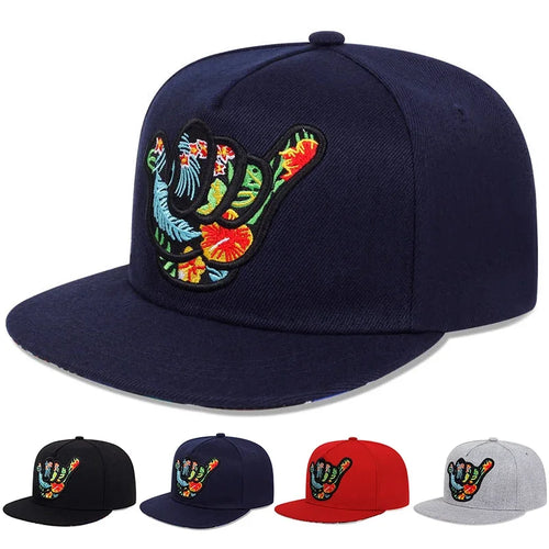 Unisex Fingers Embroidery Hip Hop Hats Spring Autumn Outdoor Adjustable Casual Baseball Caps Trucker Caps Sunscreen Hat