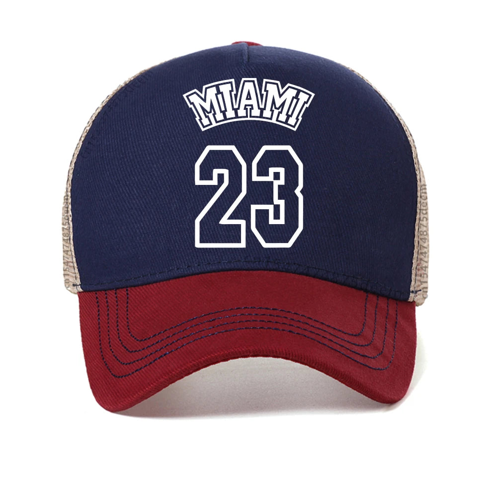 Men's Cap Black Miami 23 Printed Casual Sports Baseball Cap