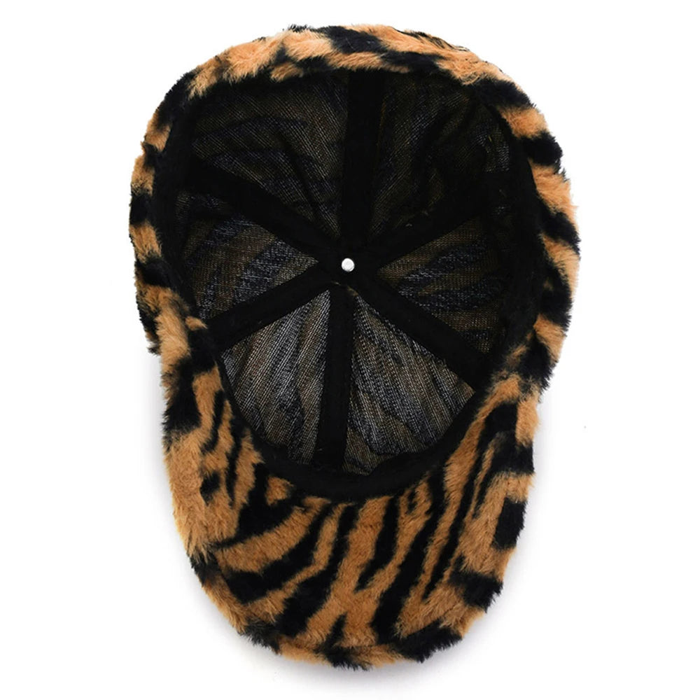 Pink Brown Leopard Baseball Cap For Men Plush Luxury Women Hat