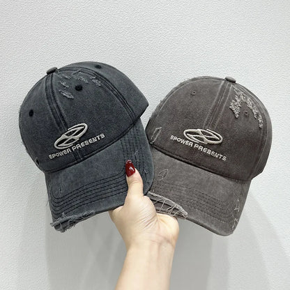 American Retro Washed Distressed Women's Baseball Cap Face Slimming Japanese  Protection Hat