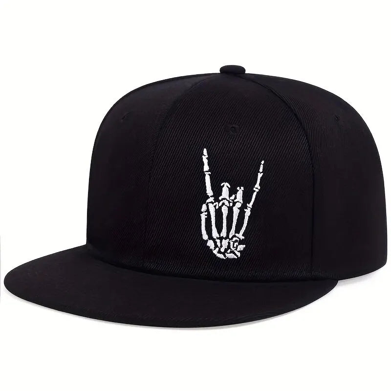 Unisex Skeleton Finger Rose Embroidery Hip-Hop Hats