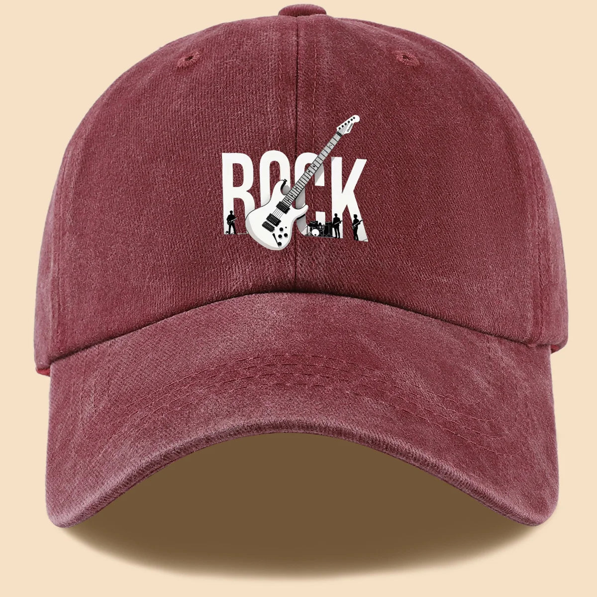 Rock Theme Electric Guitar Print Baseball Cap
