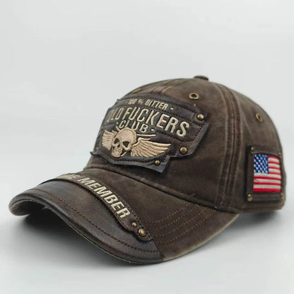 American Punk Old Timer Club Fashion Casual Washed Vintage Baseball Cap Embroidered Style Unisex Duckbill Cap