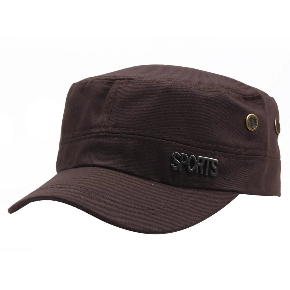 Men's Flat Top Army Baseball Cap Women Spring Solid Cotton Military Tactical Snapback