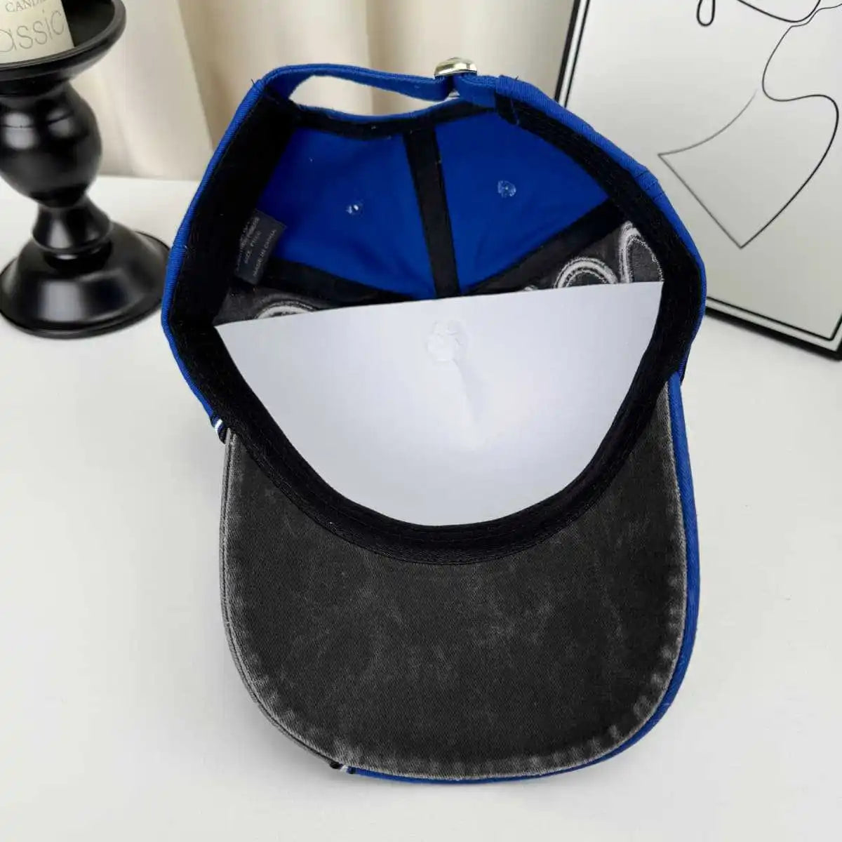 Vintage Washed Embroidery Baseball Cap Wide Brim
