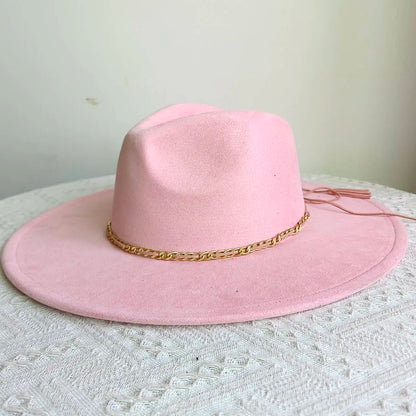 New Free People Rancher Suede Wide Brim Hat Felt Jazz Hat, Classic Church Hat
