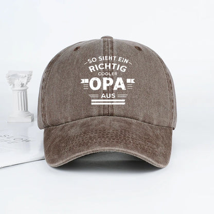 “Cooler Grandpa” German Slogan Vintage-Style Printed Baseball Cap
