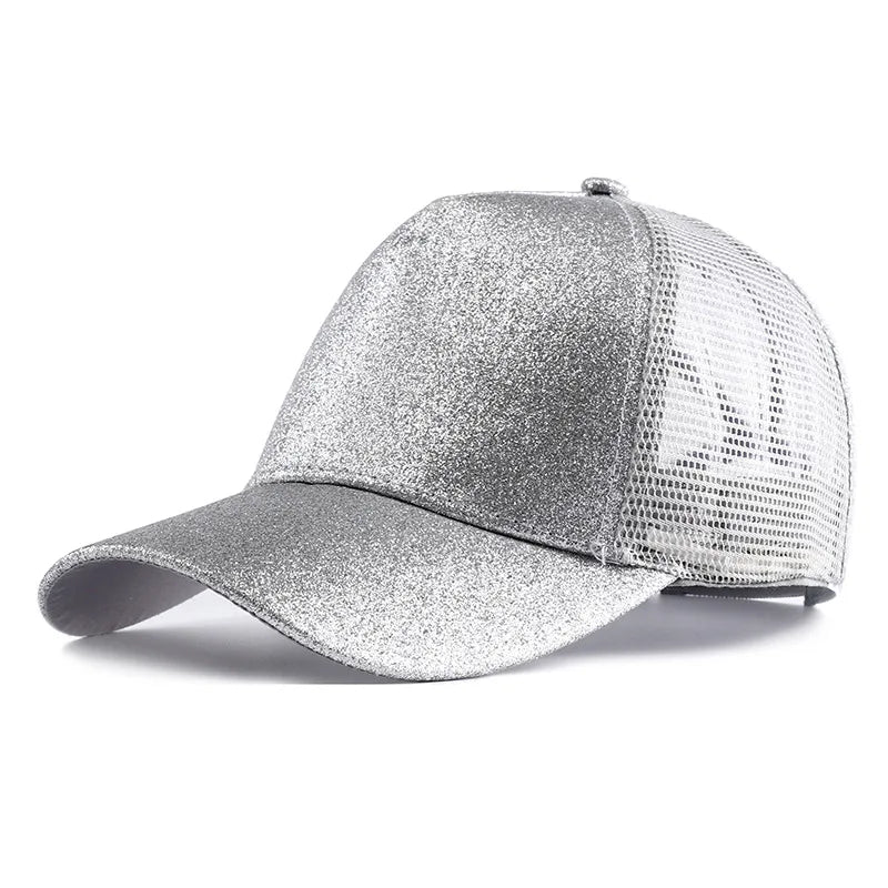 Summer Glitter High Ponytail Baseball Cap Female