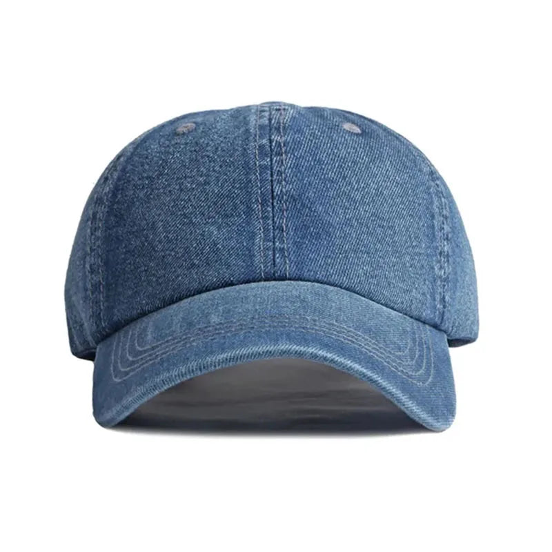 Unisex Solid Denim Baseball Cap Blank Washed Jean Hat Casquette Adjustable