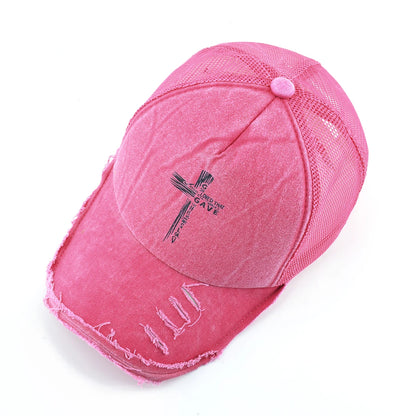 Washed Denim Pink Baseball Cap Women