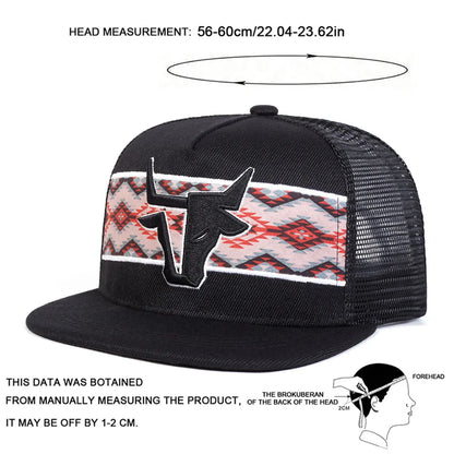 Unisex Bull Head Embroidery Baseball Net Hats Spring Summer Outdoor
