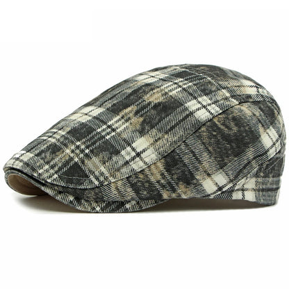 Men Women Vintage Plaid Artist Painter Beret Hat