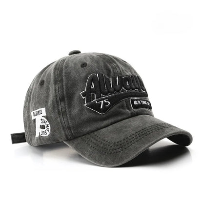 Retro Baseball Cap With 3D Embroidery “Always” – Unstructured Distressed Hat