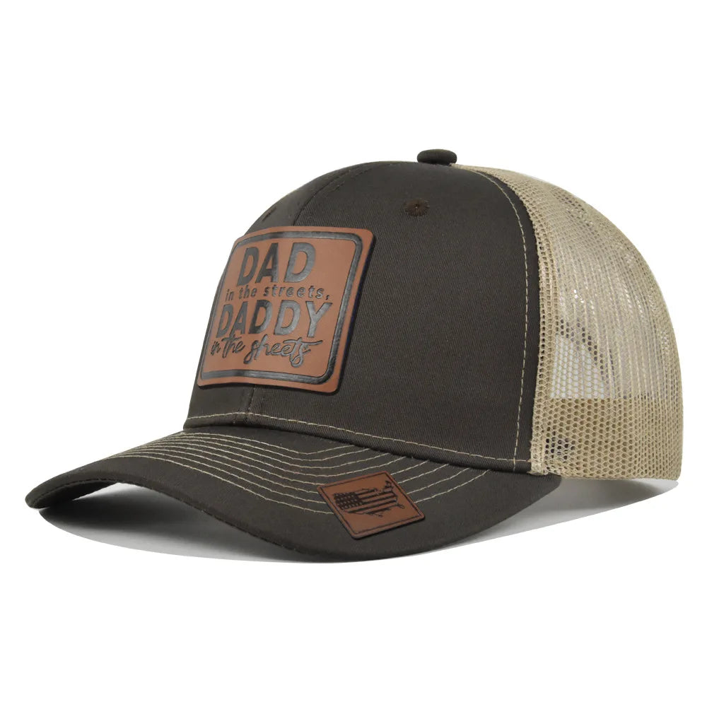 Spring Summer Leather Mesh Baseball Cap Men Women