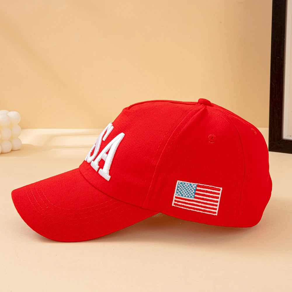 Fashion USA Letter Embroidered Baseball Cap American Flag Patch Adjustable Patriotic Dad Hat Outdoor Casual Daily