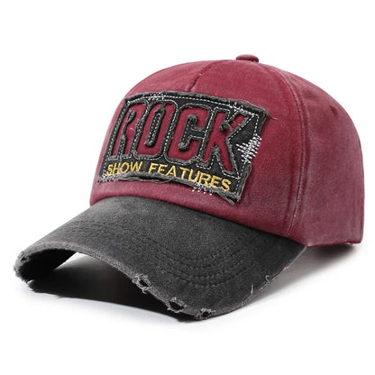 Letter Rock Embroidery Cotton Baseball Cap For Men Women