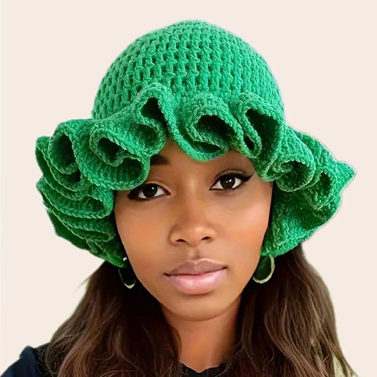 Solid Color Hand Knitted Knit Hat In Bohemian Style With Hollowed Out