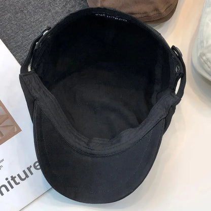 Casual Embroidered Cotton Beret Hat - Vintage Soft Reversible Newsboy Flat Cap