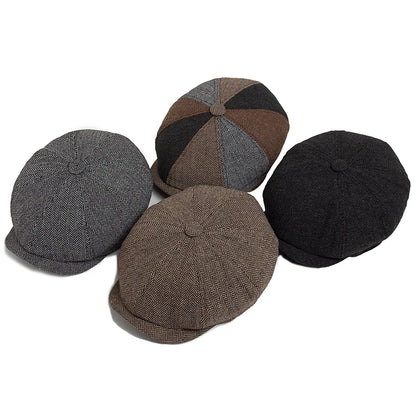 Herringbone Newsboy Caps Men Autumn Winter