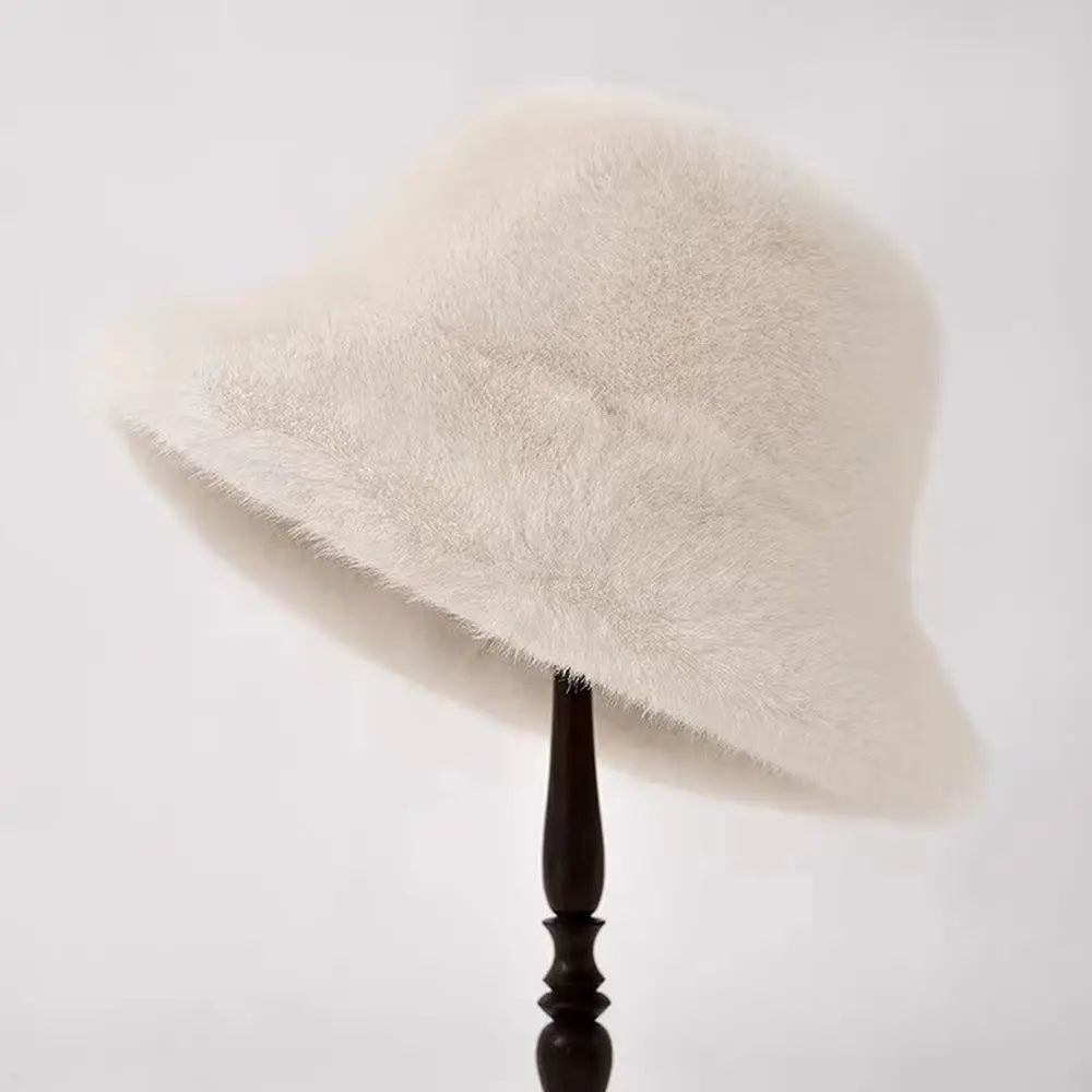 2025 Winter Puffy Faux Fur Bucket Hats Women