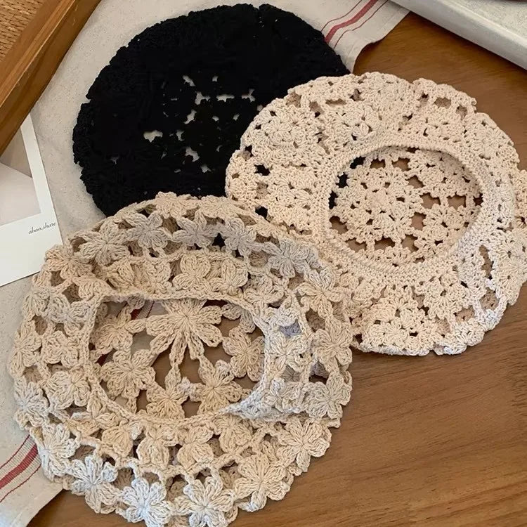 Retro Chic Handcrafted Knit Beret For Women - Japanese Style