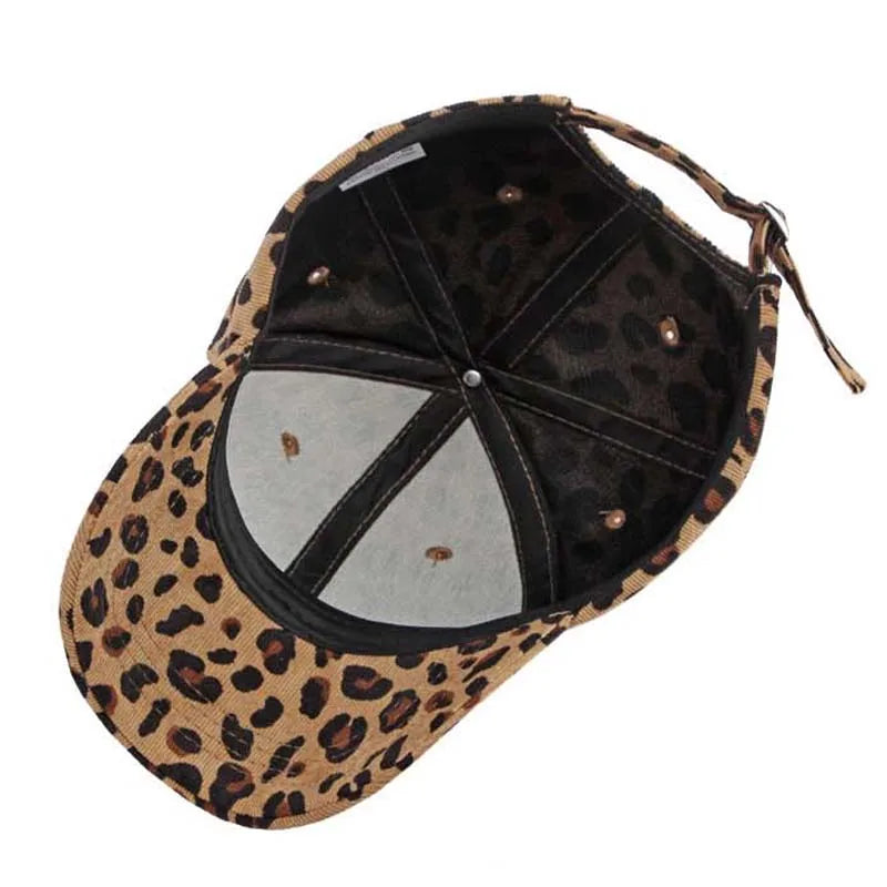 Women Winter Hat Leopard Pattern Corduroy Baseball Cap