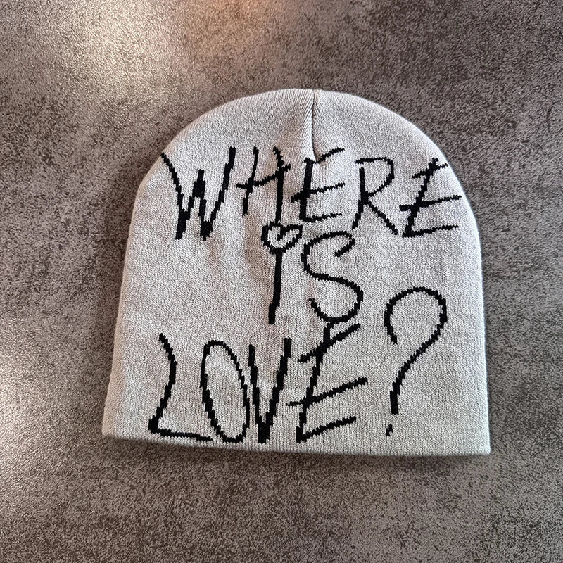 New Street Letter Contrast Color Wool Knitted Hats