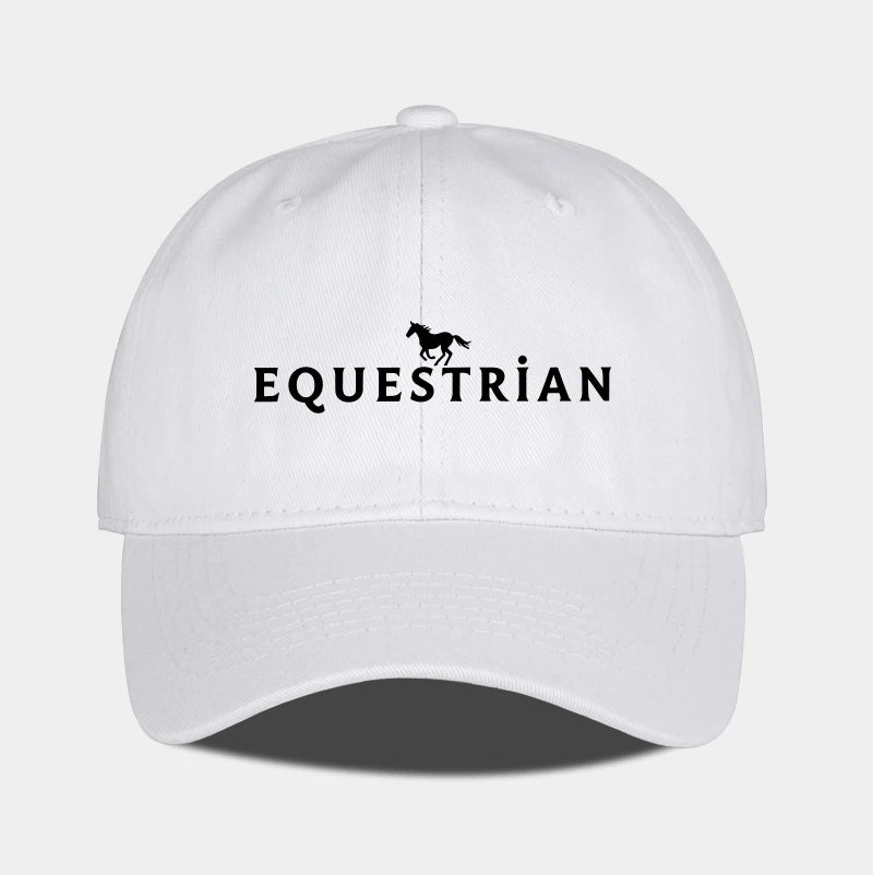 Equestrian Themed Horse Logo Print Soft Top Baseball Cap Soft Comfortable Breathable Adjustable Retro