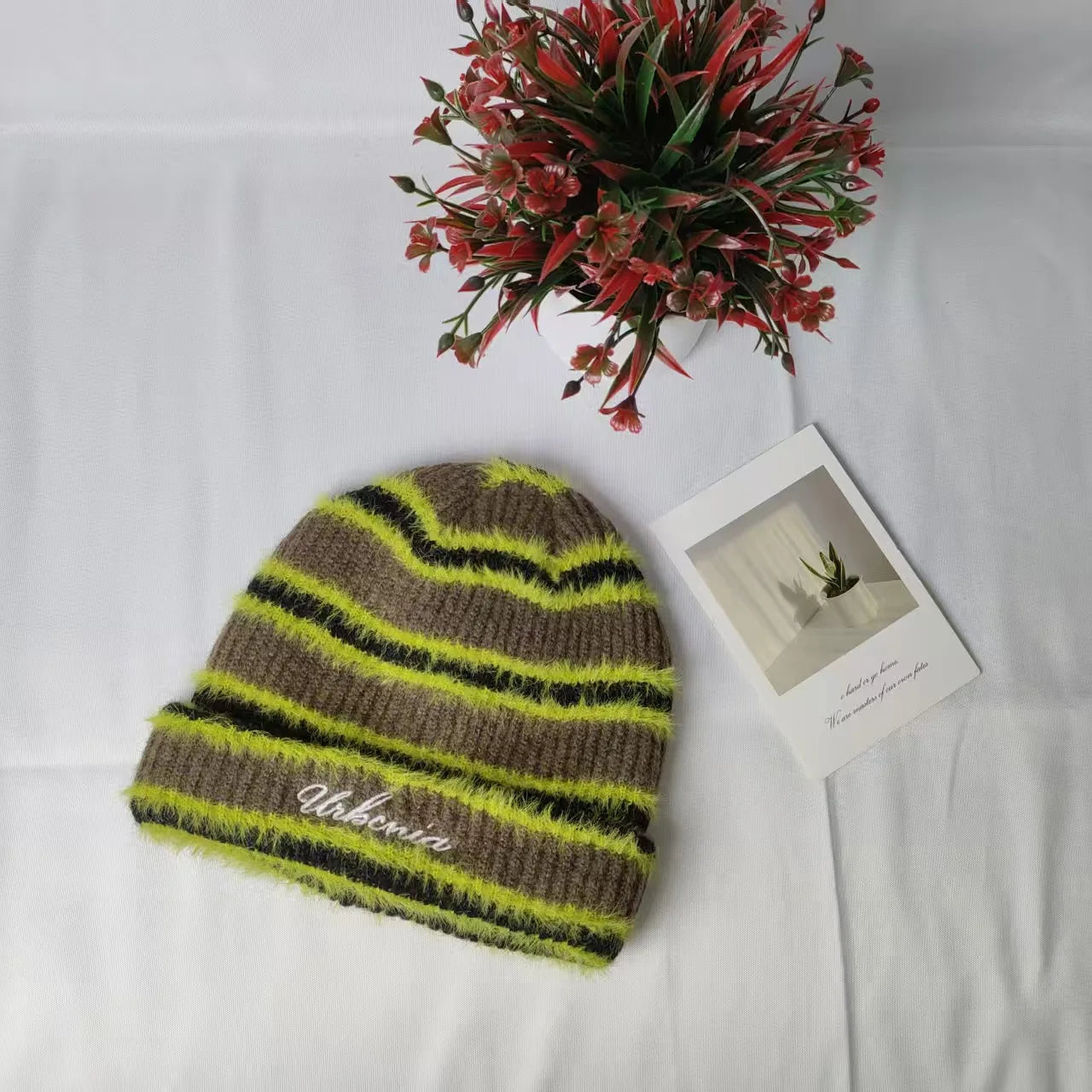 Winter Fur Leopard Print Beanie Hat Women's Outdoor