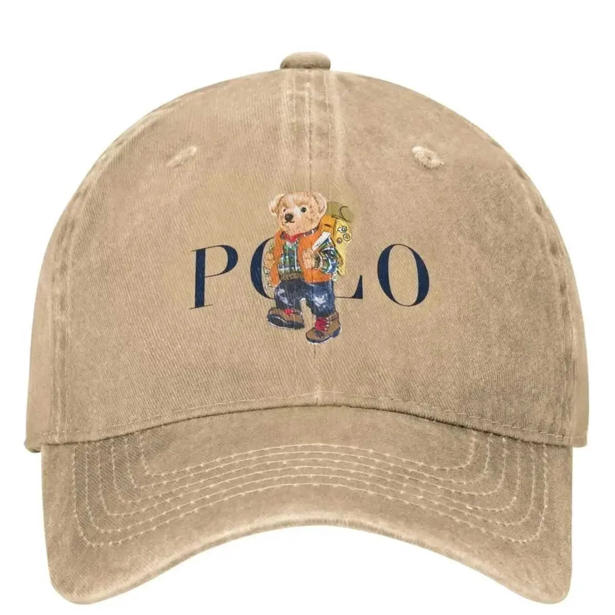 1pc Baseball Bear Print Washed Baseball Cap for Adults