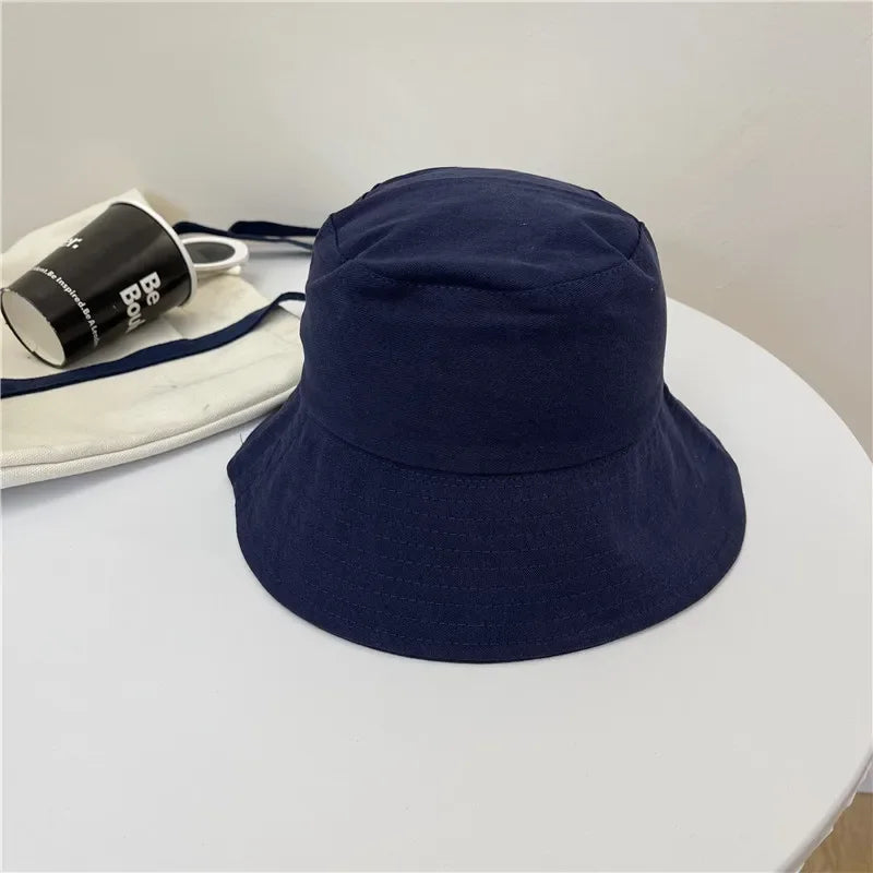 Unisex Cotton Bucket Hats Women Summer Sunscreen Panama Hat