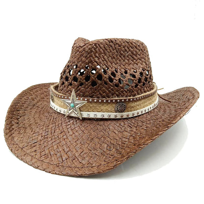 Woven Hard Summer Sapphire Accessories Neutral Cowboy Hat