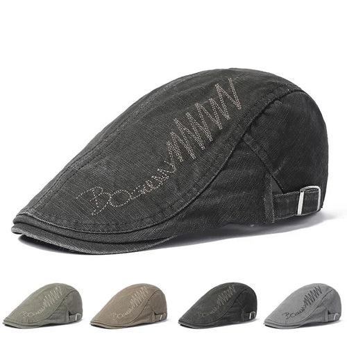 Four Seasons Cotton Letter Embroidery Newsboy Caps