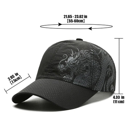 New Style Summer Baseball Cap Quick-Drying Air Hole Chinese Dragon Fashion Unisex