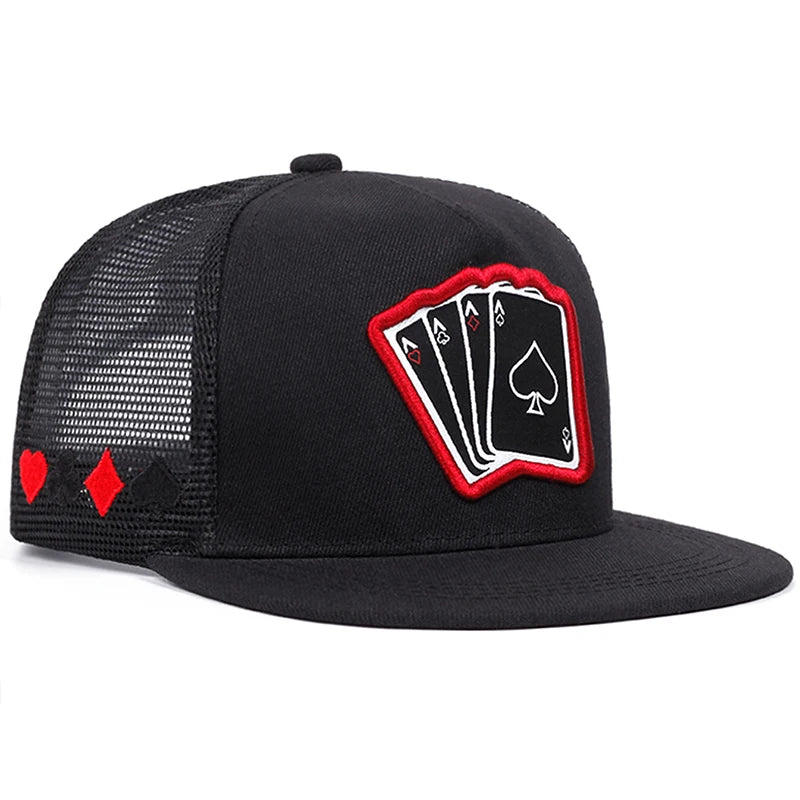 Poker A Four Flat Edge Hat Trendy Hip Hop Hat