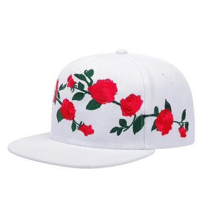Fashion Fastball Rose Embroidery Hip Hop Snapback Hat Adult Outdoor