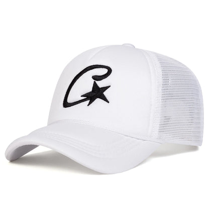 Unisex C Letter Pentagram Embroidery Baseball Net Caps Spring and Summer