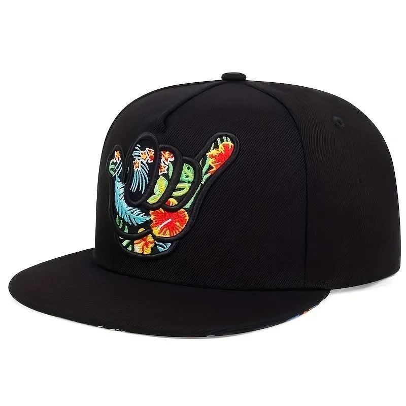 Unisex Fingers Embroidery Hip Hop Hats Spring Autumn Outdoor Adjustable Casual Baseball Caps Trucker Caps Sunscreen Hat