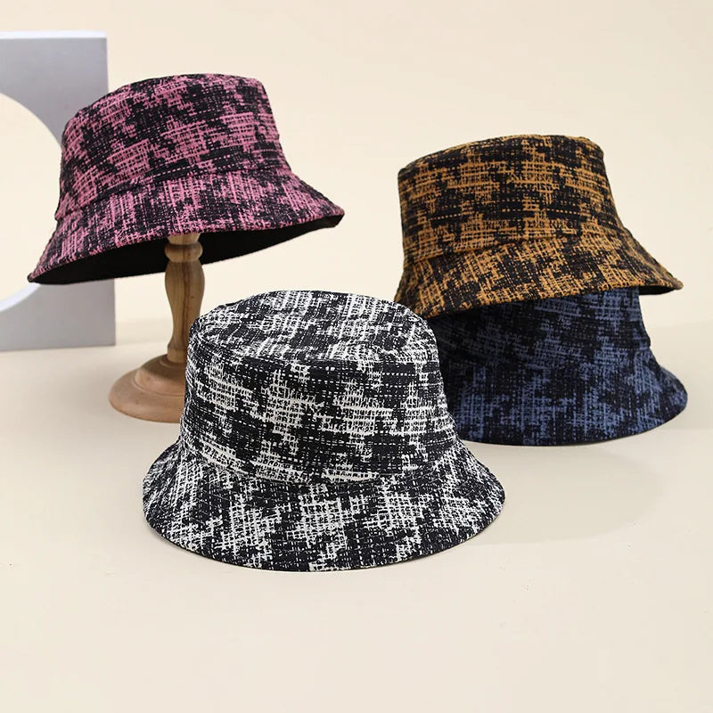 Hot-Selling Autumn And Winter Houndstooth Pattern Fisherman Hat