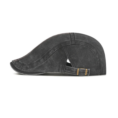 Vintage Men Women's Striped Washed Denim Berets Hats
