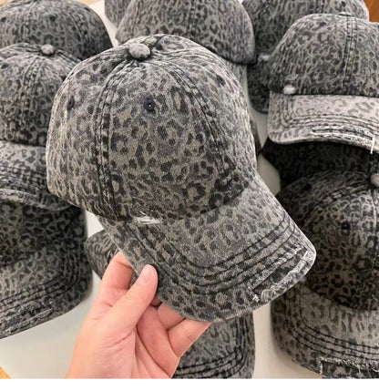 Leopard Baseball Caps Women Washed Vintage Street Spring Autumn