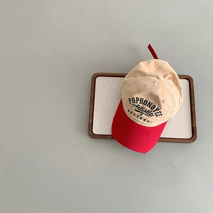 Color Block Children Duck Hat Embroidery Letter Baby Baseball Hats Soft Top Kids Peaked Cap Outdoor Sun Visors