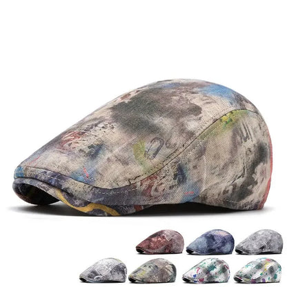Four Seasons Cotton Print Newsboy Caps Men Flat Peaked Cap