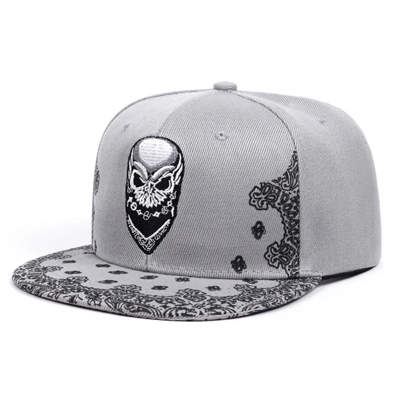 Fashion Snapback Hat Paisley Skeleton Embroidery HipHop Hat