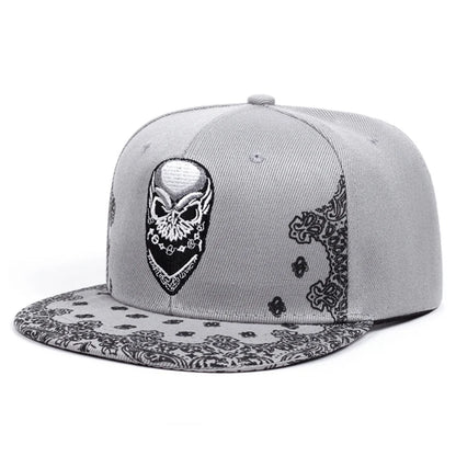 Fashion Snapback Hat Paisley Skeleton Embroidery HipHop Hat