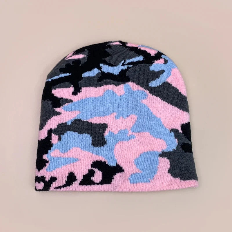 European Camouflage Knitted Hats Color Block