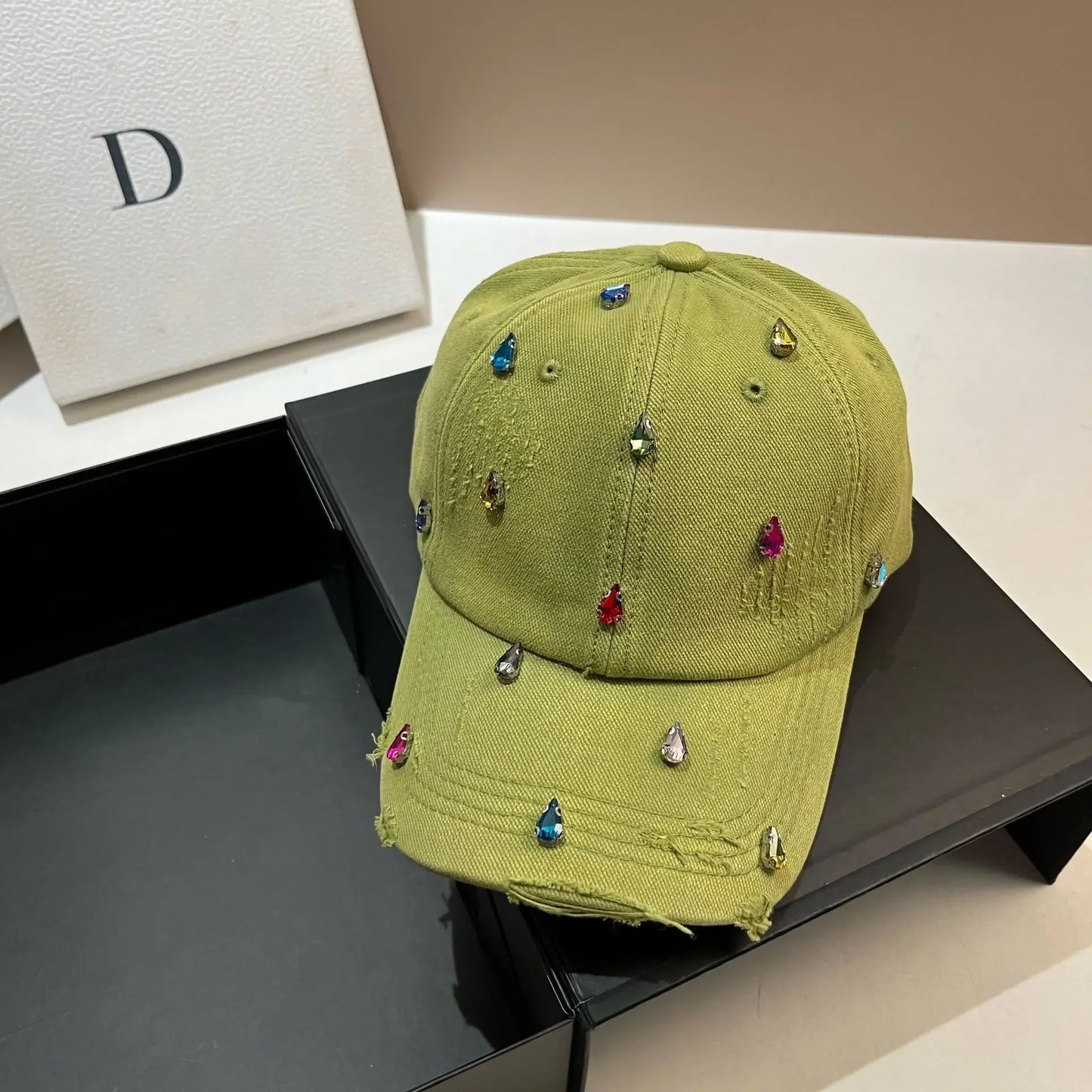 Korean Luxury Water Diamond Baseball Cap For Women