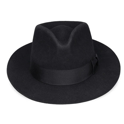 New British 100% Wool Felt Hat Men Fedora Big Size Raw Edge Brim Satin Lined Gangster Hat