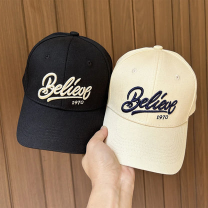 Men Women Cotton Solid Color Adjustable Sunshade Duckbill Cap